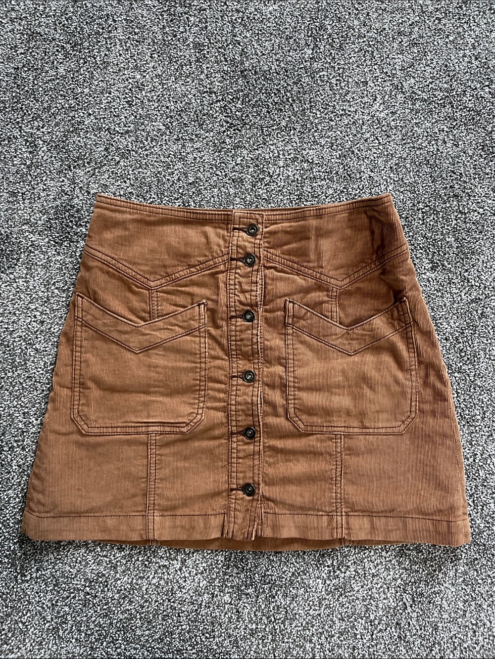 Free People Chestnut Brown Button-Front Corduroy Mini Skirt